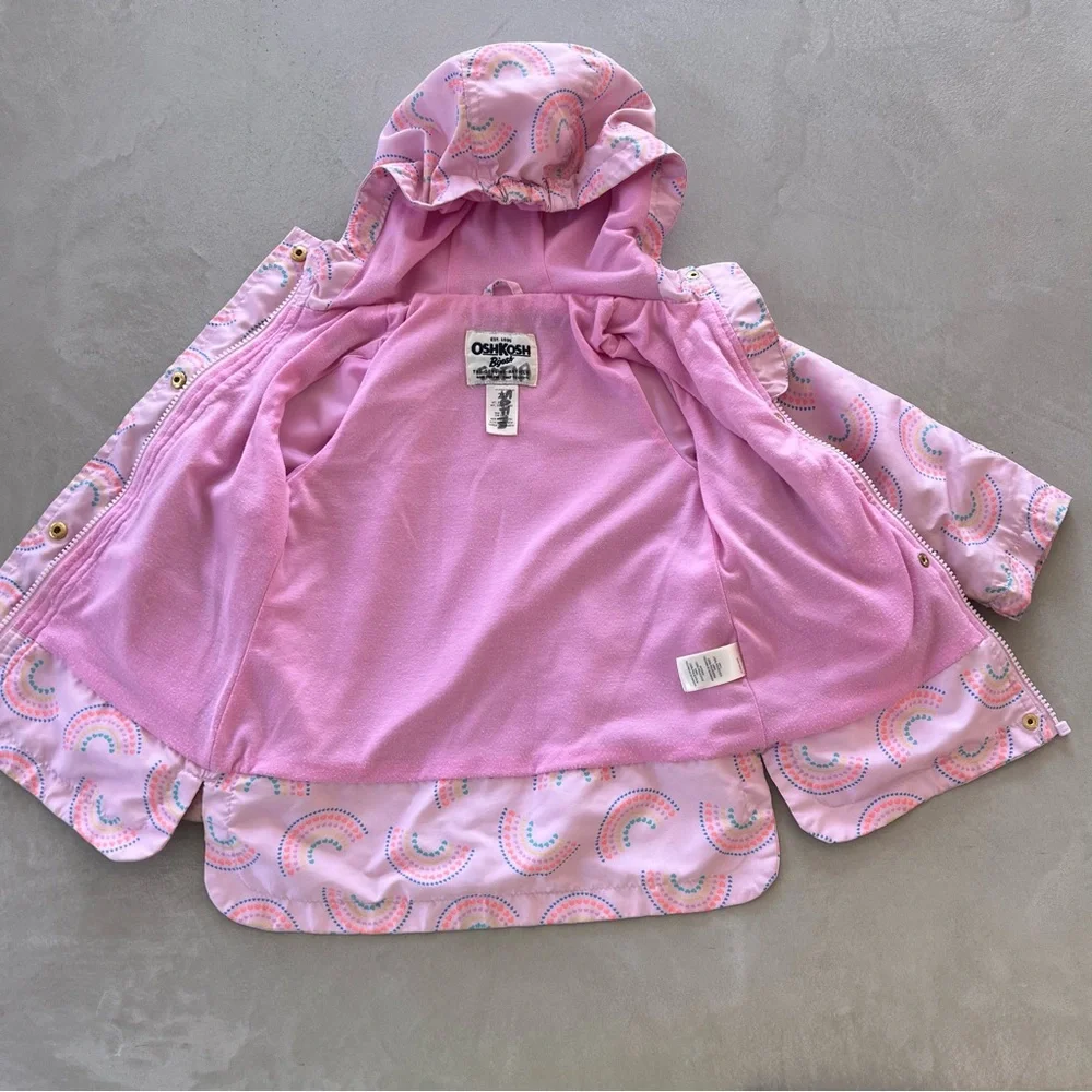 OSHKOSH B’GOSH Raincoat Kids‎ with Rainbow Pattern, Pink, 2T